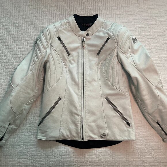 Shift White Leather Motorcycle Jacket - Picture 1 of 9